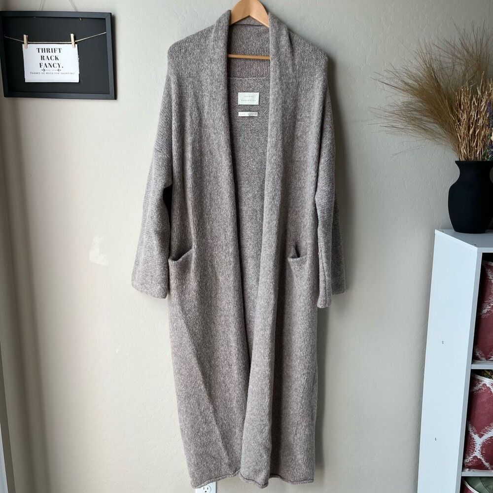 Lauren Manoogian Cardigan Long Shawl Alpaca Duster Cardigan Gray O/S - Picture 2 of 9
